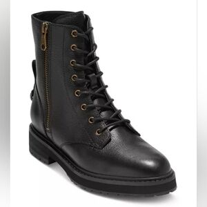 Cole Haan Greenwich Black Leather Lace-Up Combat Boots Women’s Size 9